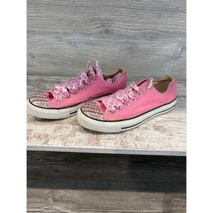 Converse Chuck Taylor All Star Pink Rhinestone Bow Sneakers Women's Size 8